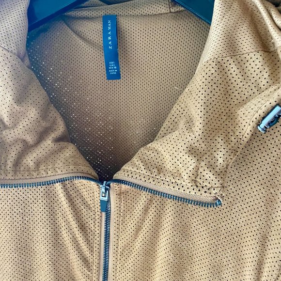 Zara Faux Suede Perforated Zip Hoodie - Picture 3 of 3